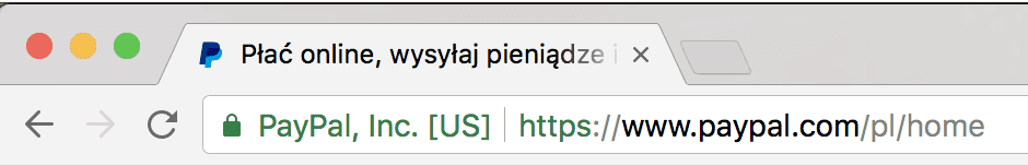 Certyfikat EV PayPal